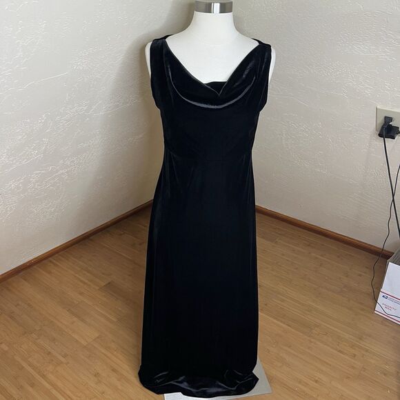 Vintage Hillard & Hanson Maxi Dress Womens M Black Velvet Cowl Neck Romantic - Picture 9 of 9
